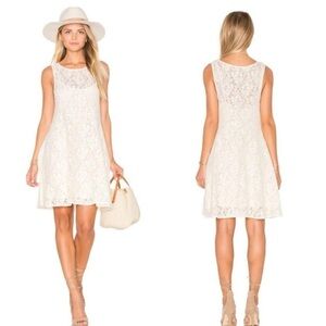 Free People Vintage Miles of‎ Lace A Line Mini Dress Fairy Boho, Ivory - Size L